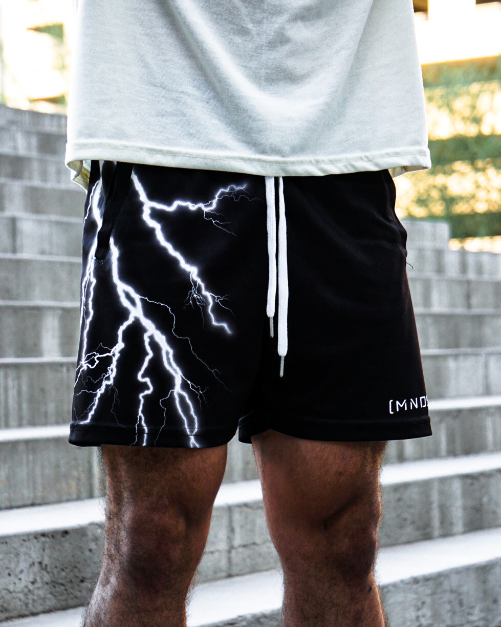 [MNDST] Lightning 5-Inch Mesh Shorts (Black)